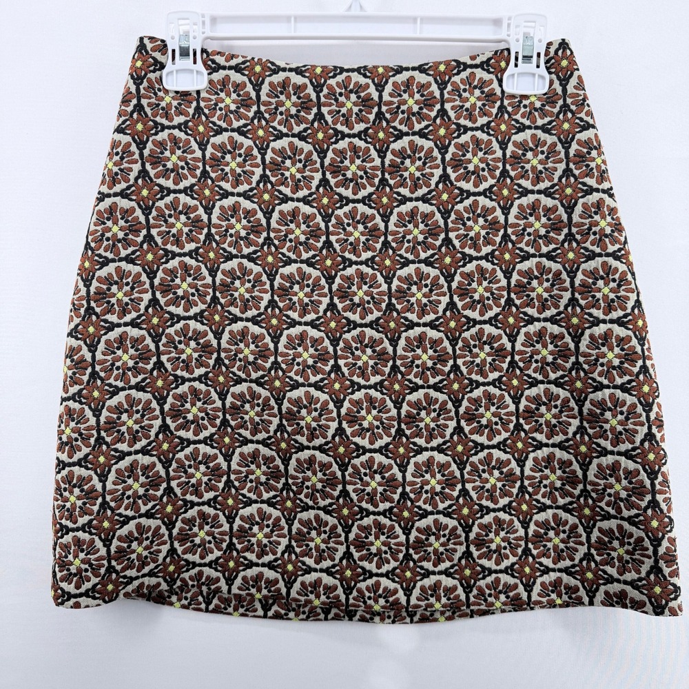 H&M Women's A Line Skirt Floral Brocade Zipper Closure Size 6